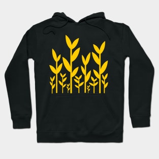 Yellow leafy tree plant shoots pattern Hoodie